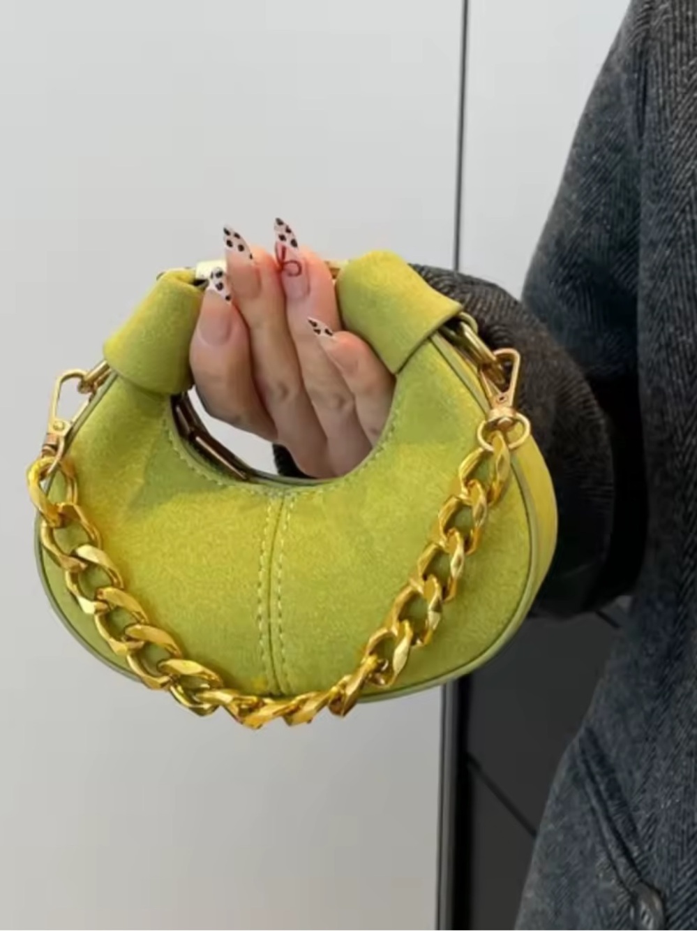 Kohl's Lime Green Crescent Mini Bag with Gold Chain